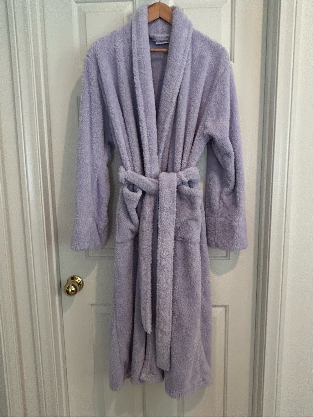 Vintage Y2K Bath & Body Works Lavender Plush Robe S/M Soft Spa Cozy 2 Pockets